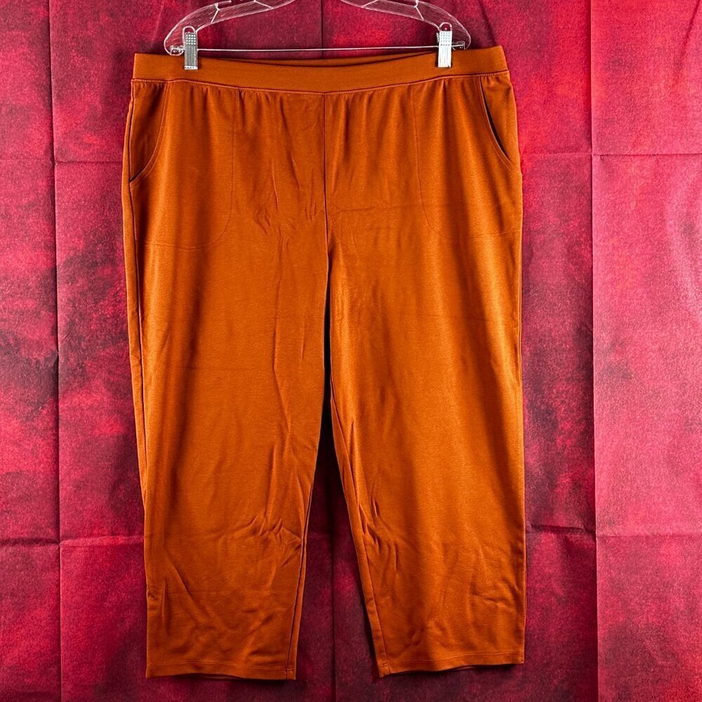 DENIM & CO ATHLETA HIGH RISE ANKLE PANTS, STRETCH, 2 SLASH POCKET, OVERSIZE 1XP